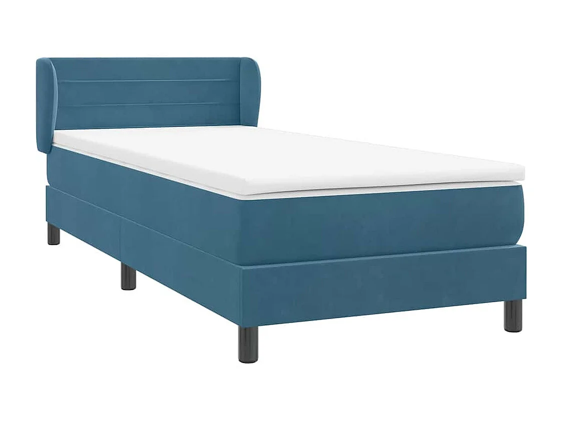 Boxspring met matras fluweel donkerblauw 80x220 cm