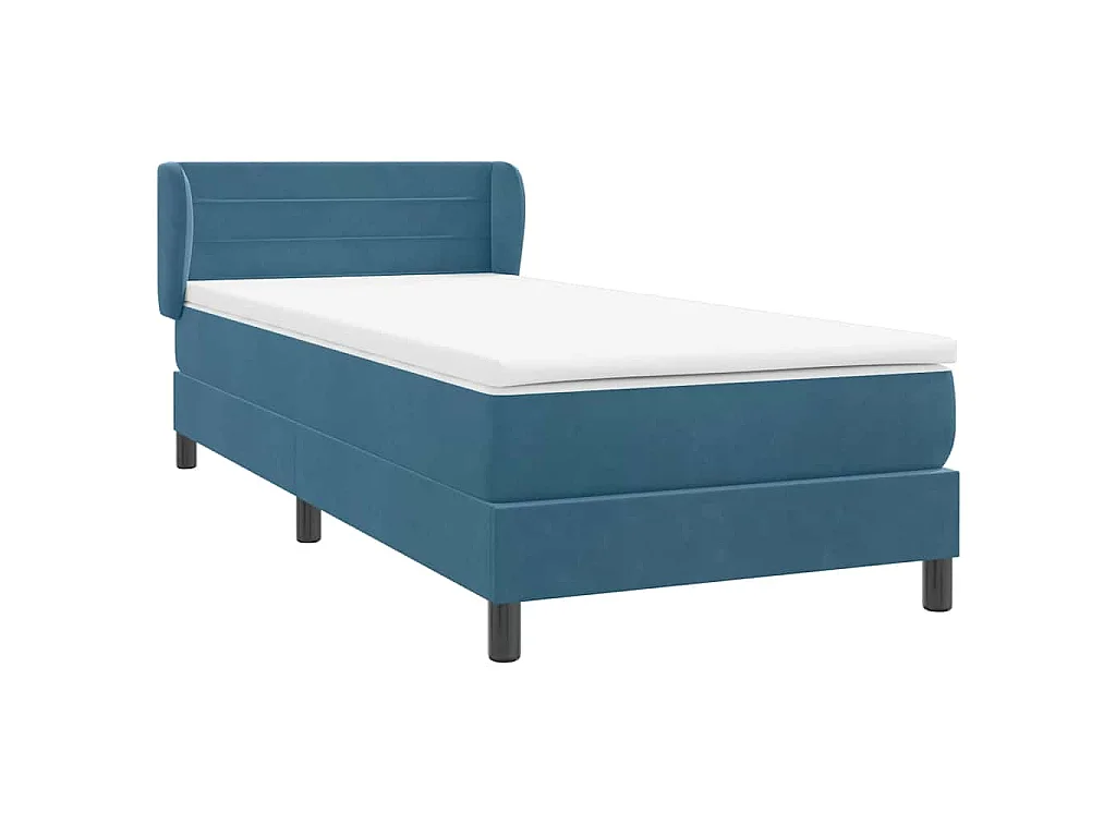 Giroletto a Molle con Materasso Blu Scuro 80x220 cm Velluto