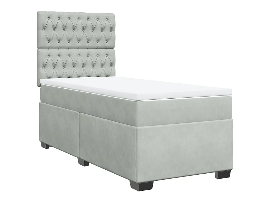 Boxspringbett mit Matratze Hellgrau 80x200 cm Samt