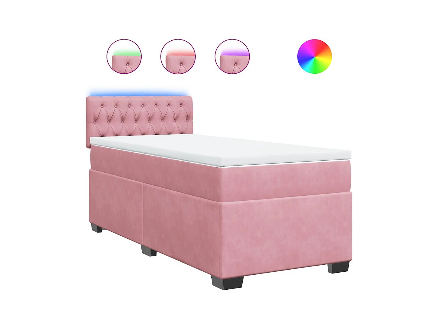 Sommier à lattes de lit et matelas Rose 80x200 cm Velours