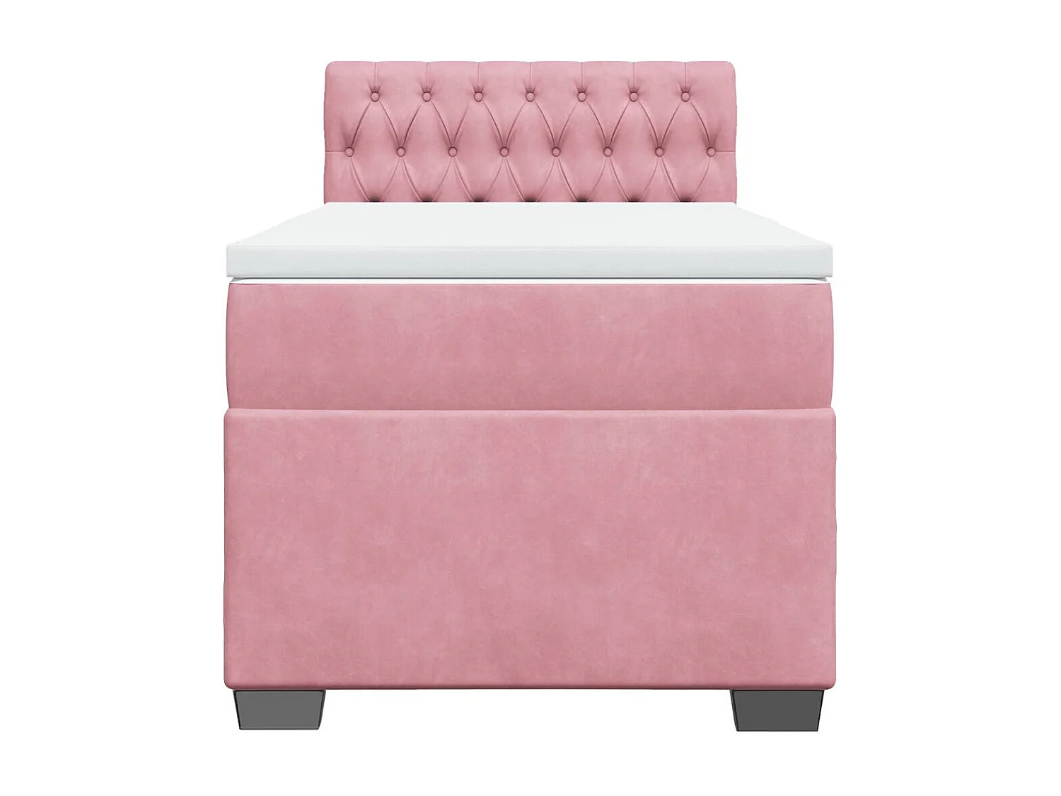 Cama box spring con colchón terciopelo rosa 80x200 cm