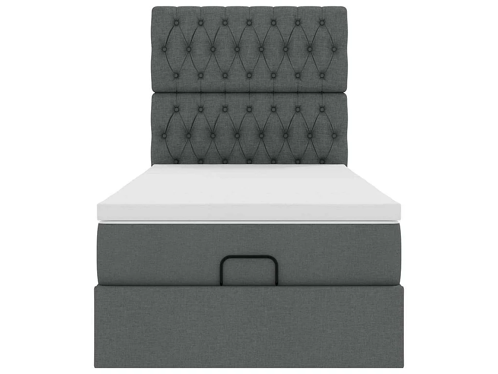 Estrutura cama otomana colchão 80x200 cm tecido cinzento escuro