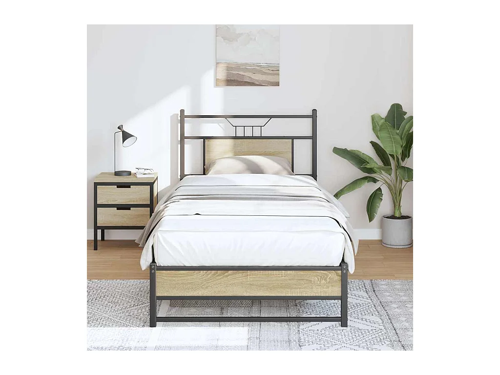 Bettgestell ohne Matratze Sonoma-Eiche 75x190 cm Holzwerkstoff