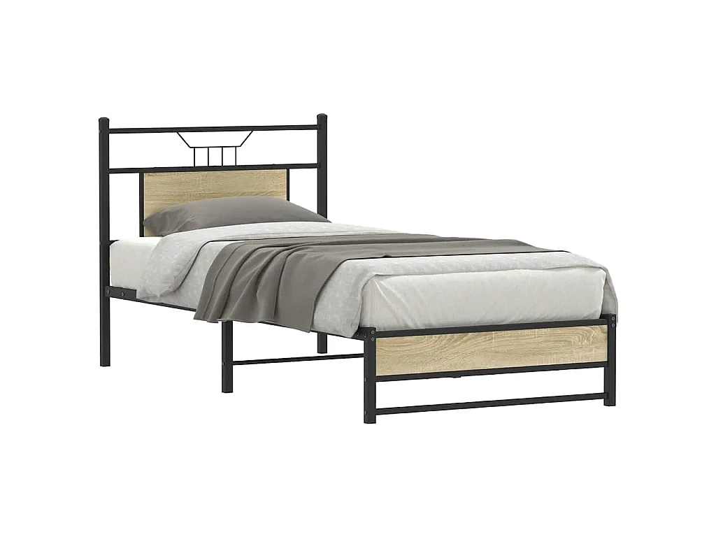 Cadre de lit sans matelas chêne sonoma 75x190 cm