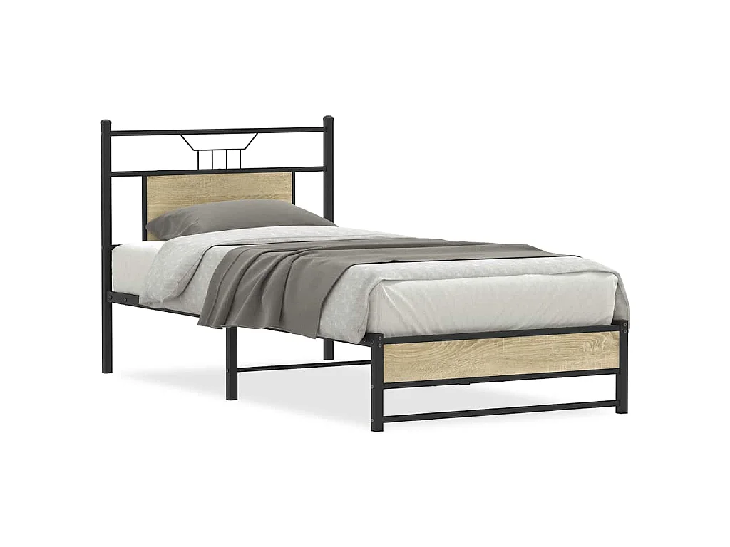 Cadre de lit sans matelas chêne sonoma 75x190 cm