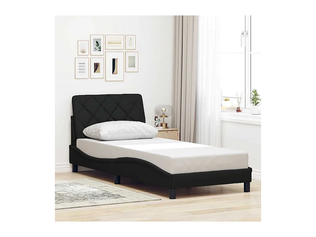 Cadre de lit sans matelas noir 80x200 cm tissu