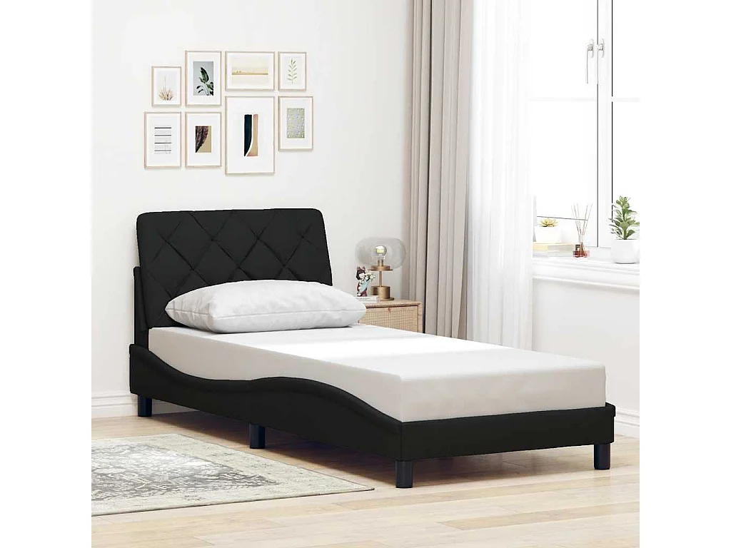 Cadre de lit sans matelas noir 80x200 cm tissu