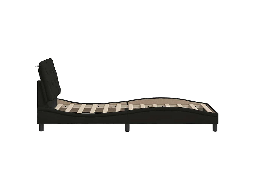 Estrutura de cama sem colchão 80x200 cm tecido preto