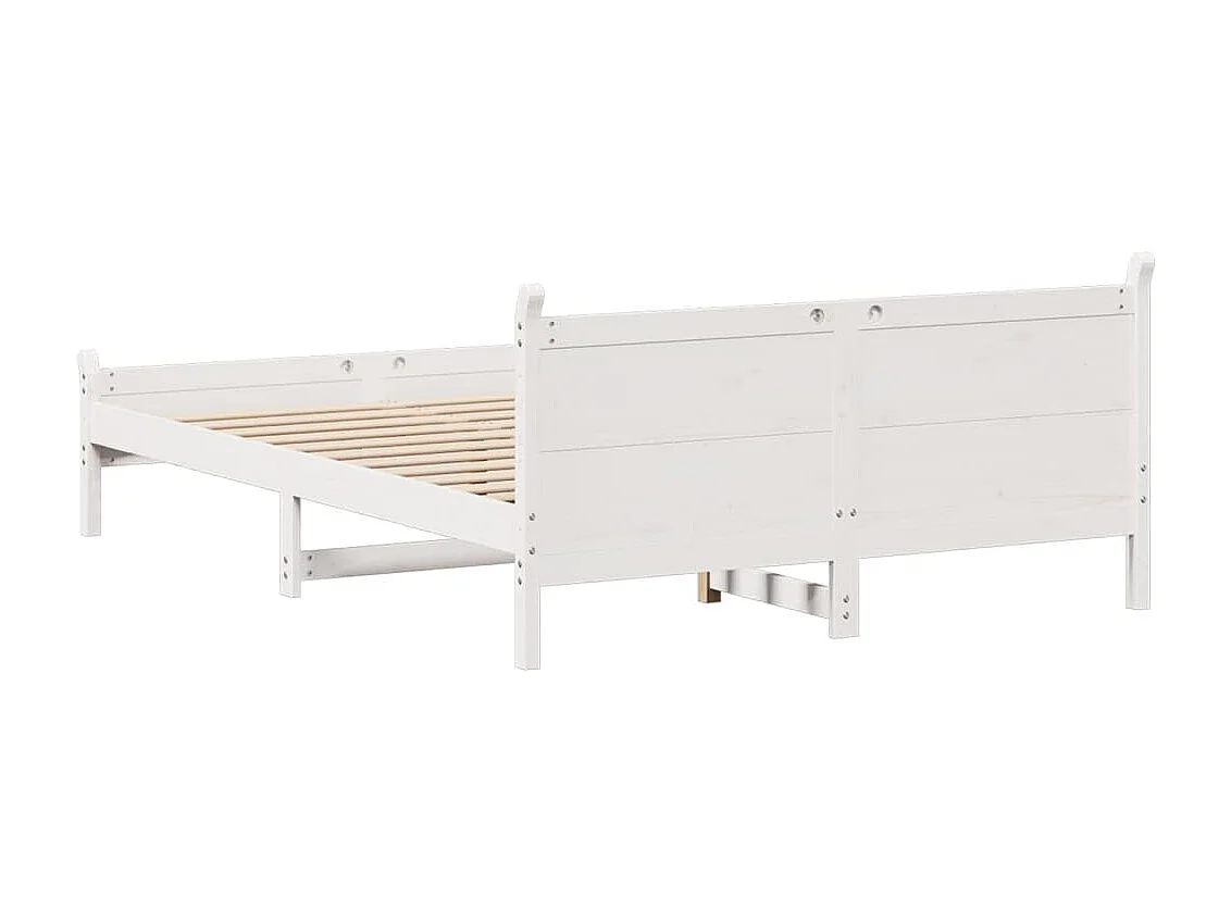 Letto senza Materasso Bianco 135x190 cm Legno Massello di Pino