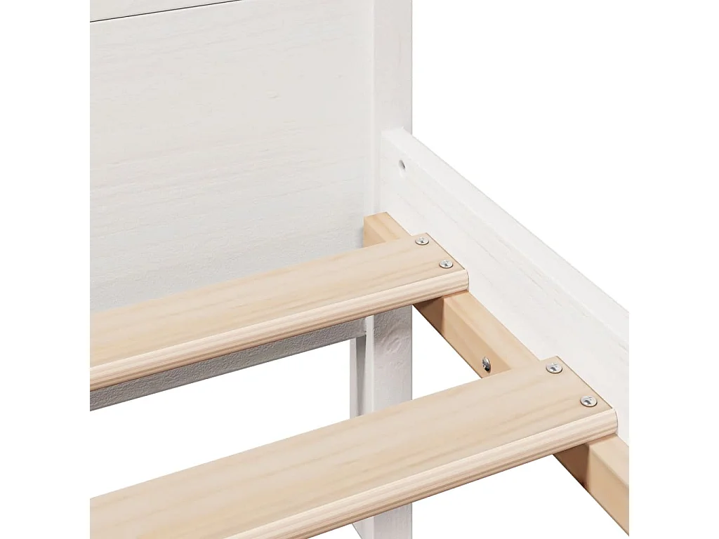 Letto senza Materasso Bianco 135x190 cm Legno Massello di Pino