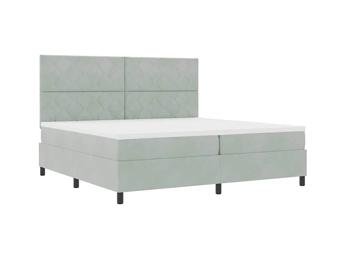 Letto a molle con materasso Grigio chiaro 200 x 200 cm Velluto
