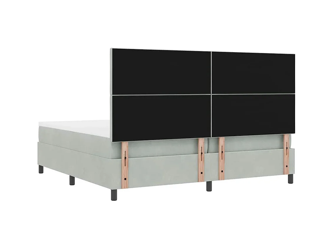 Cama tipo Box Spring Gris claro 200 x 200 cm Terciopelo