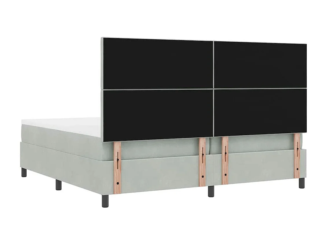 Cama tipo Box Spring Gris claro 200 x 200 cm Terciopelo