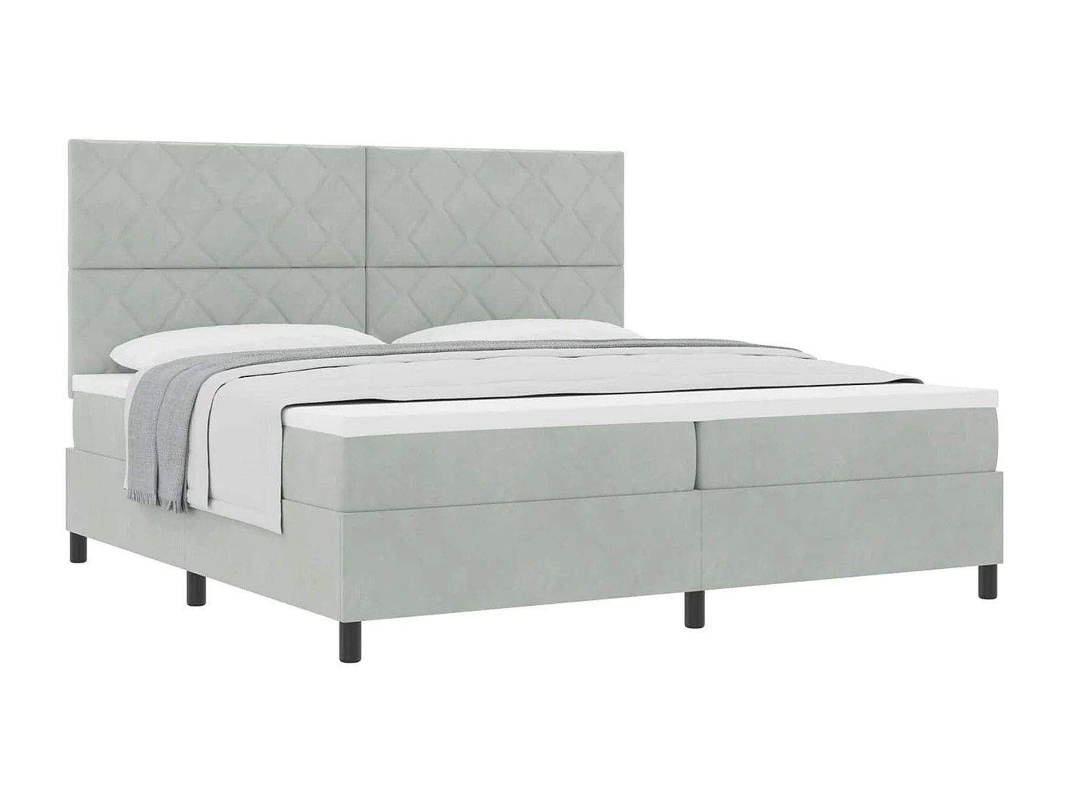 Letto a molle con materasso Grigio chiaro 200 x 200 cm Tessuto