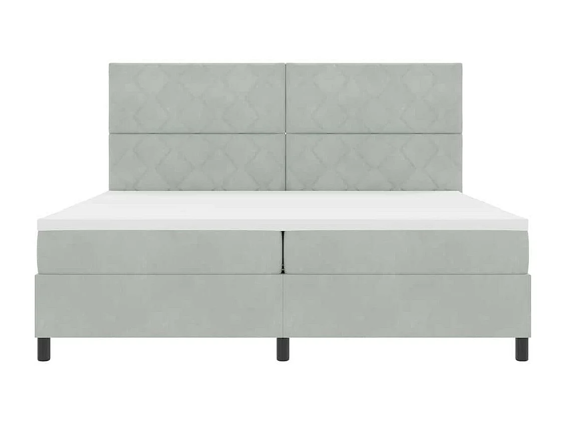 Letto a molle con materasso Grigio chiaro 200 x 200 cm Tessuto