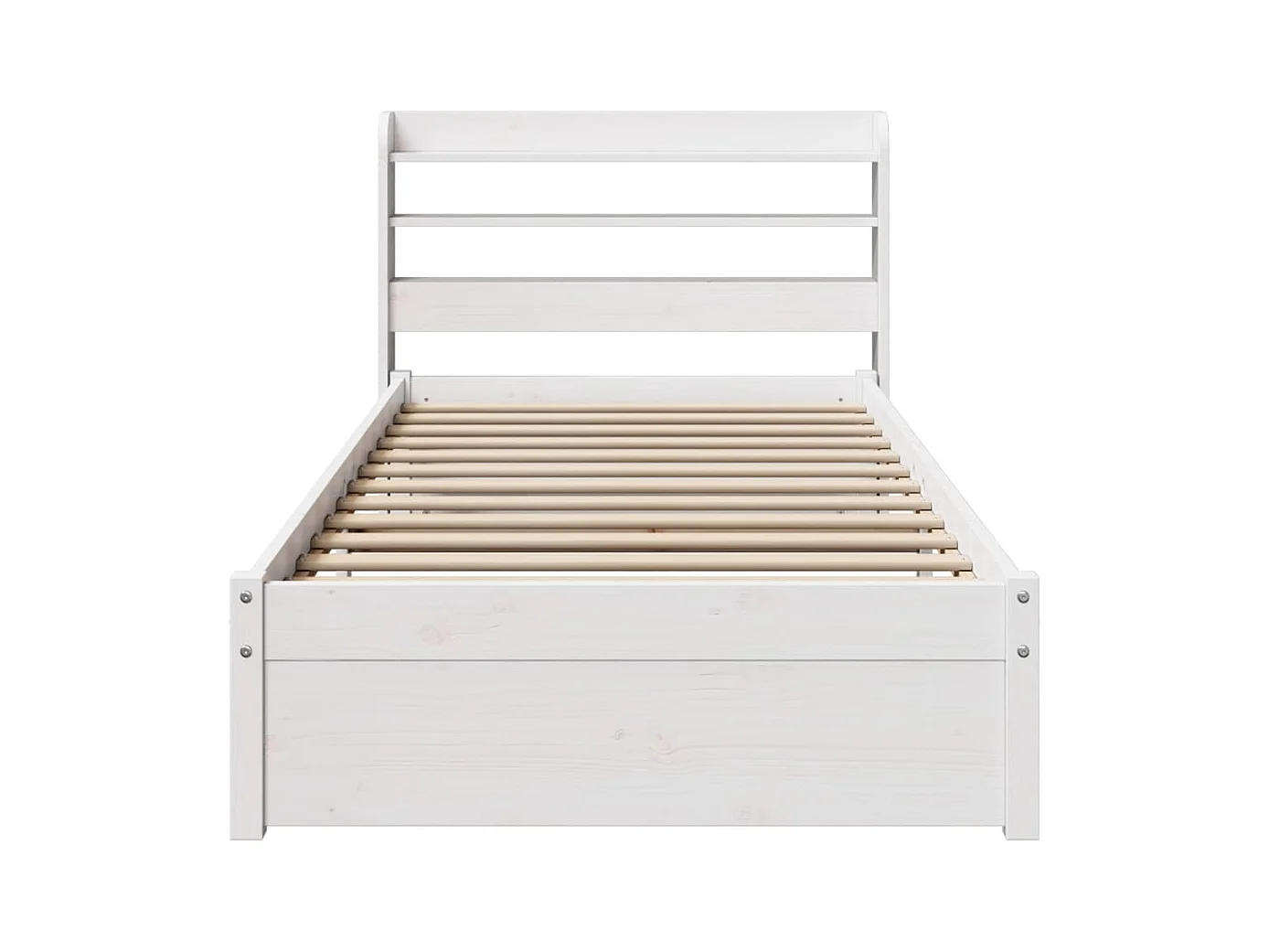 Giroletto con Testiera Bianco 75x190 cm Legno Massello di Pino