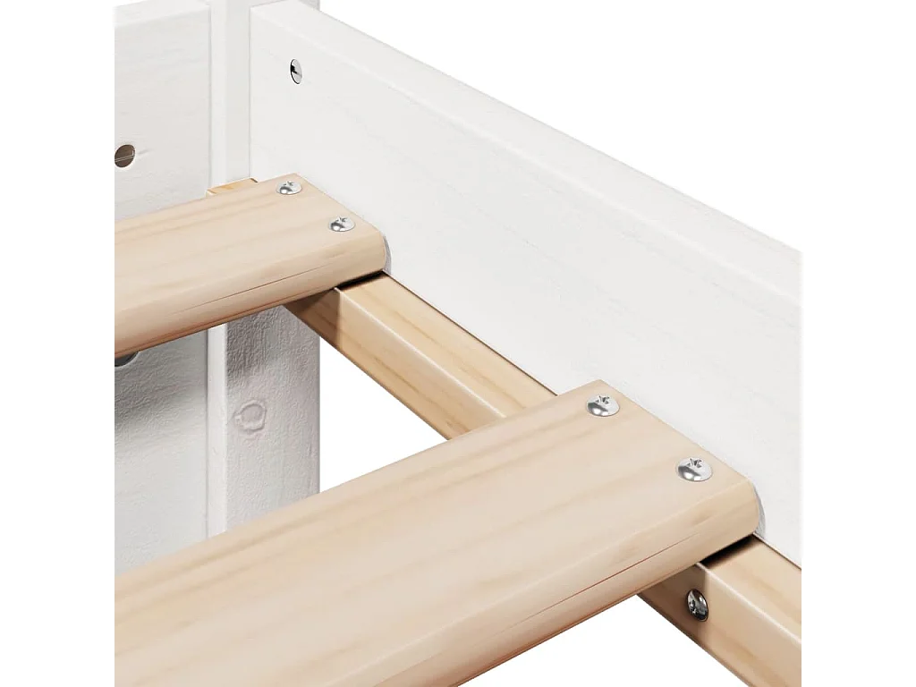 Giroletto con Testiera Bianco 75x190 cm Legno Massello di Pino