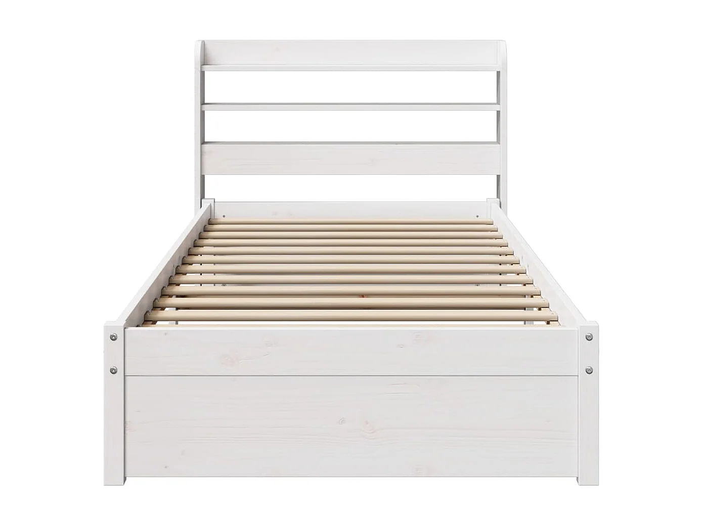 Giroletto con Testiera Bianco 75x190 cm Legno Massello di Pino