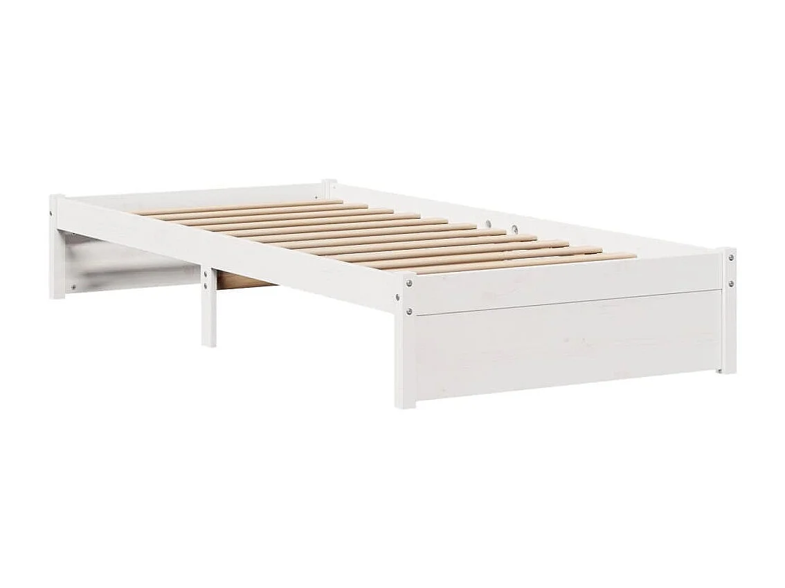 Giroletto con Testiera Bianco 75x190 cm Legno Massello di Pino