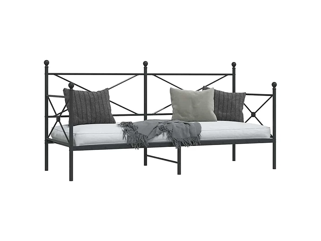 Dormeuse senza Materasso Nero 80x200 cm in Acciaio