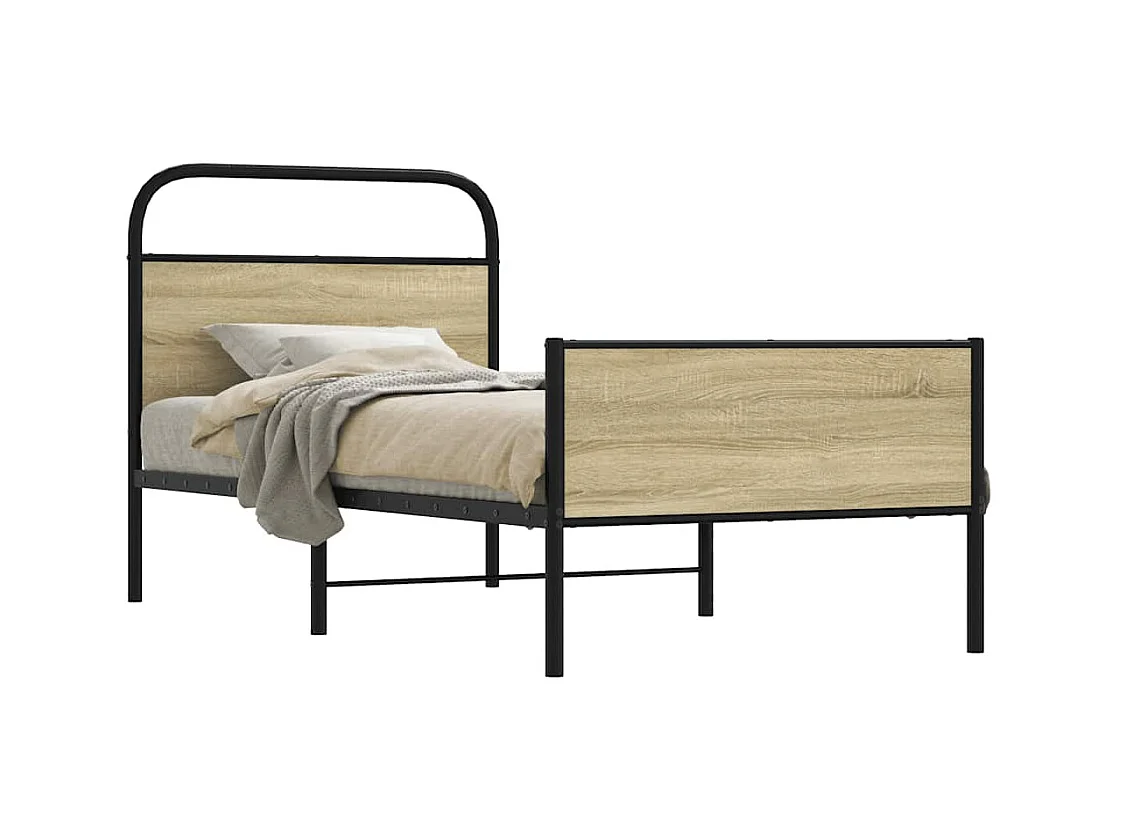 Bedframe zonder matras bewerkt hout sonoma eikenkleur 75x190 cm