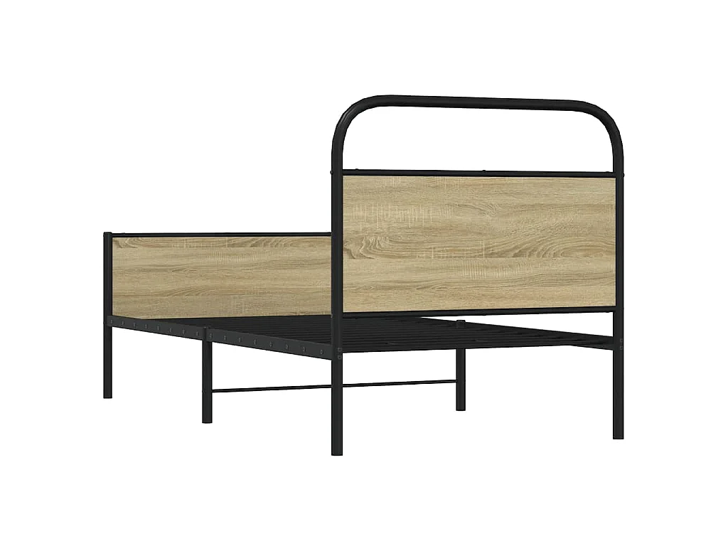Cadre de lit sans matelas 75x190cm chêne sonoma bois ingénierie