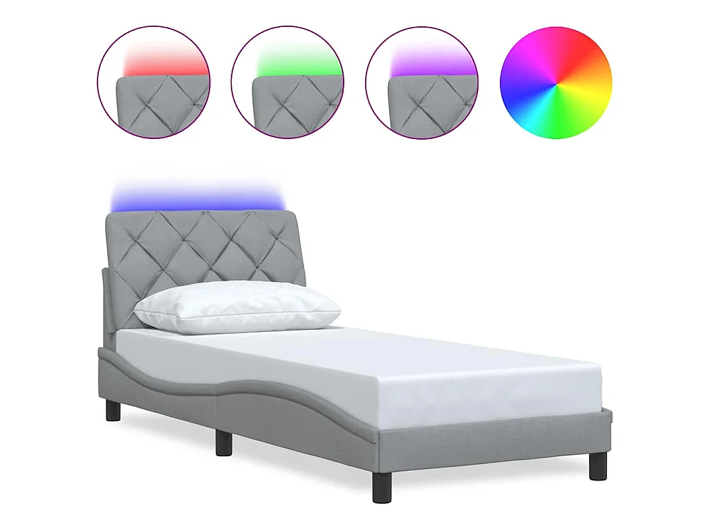 Bedframe met LED zonder matras 80x200 cm stof lichtgrijs