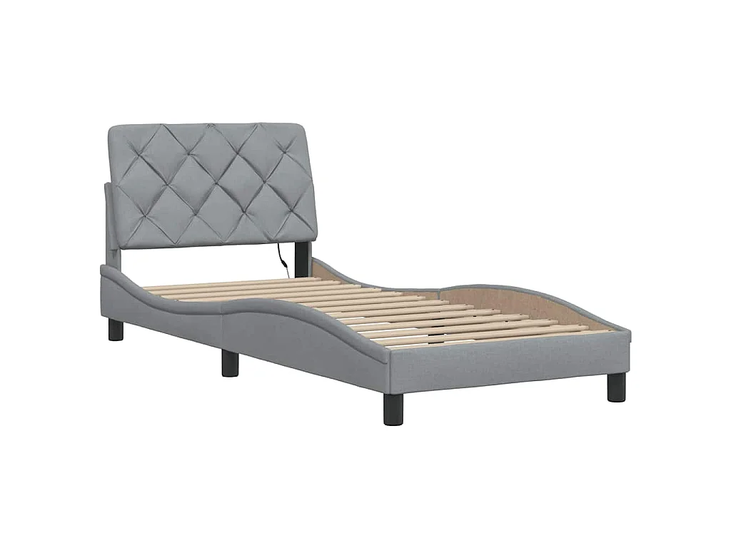 Bedframe met LED zonder matras 80x200 cm stof lichtgrijs