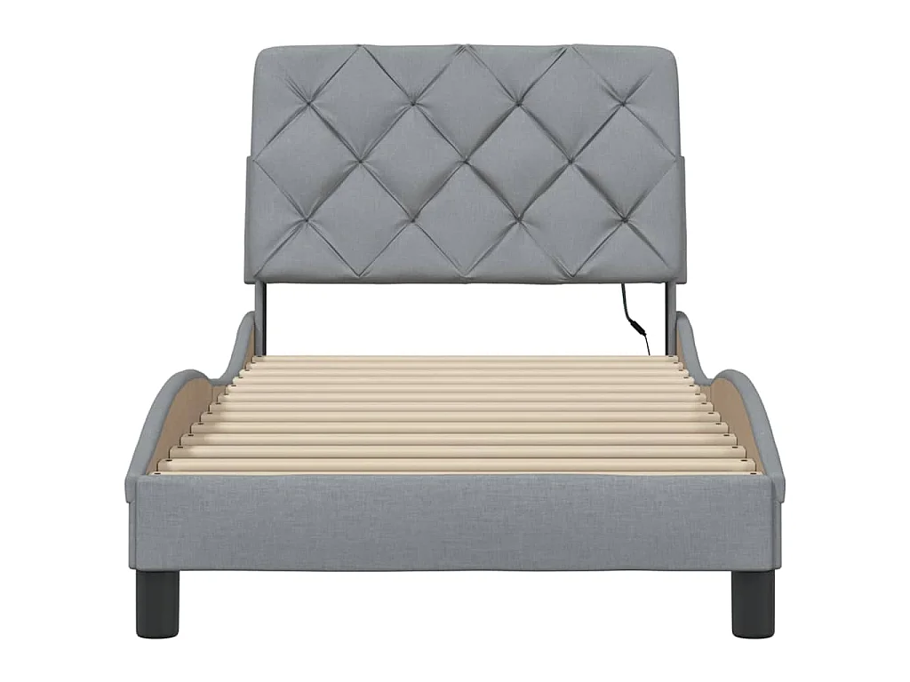 Bedframe met LED zonder matras 80x200 cm stof lichtgrijs