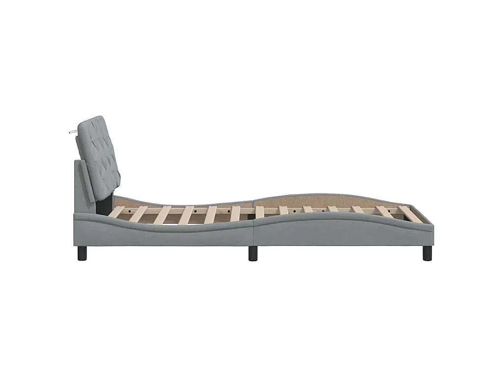 Bedframe met LED zonder matras 80x200 cm stof lichtgrijs