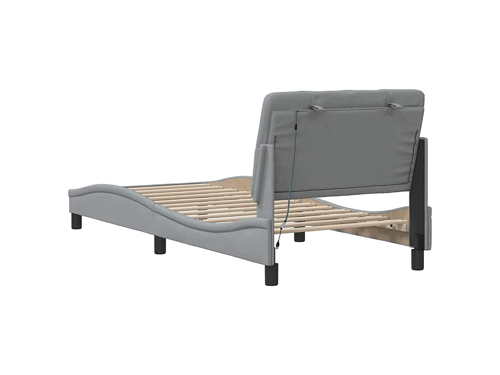 Bedframe met LED zonder matras 80x200 cm stof lichtgrijs