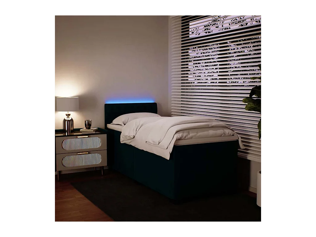 Giroletto a Molle con Materasso Blu 80x200 cm in Velluto