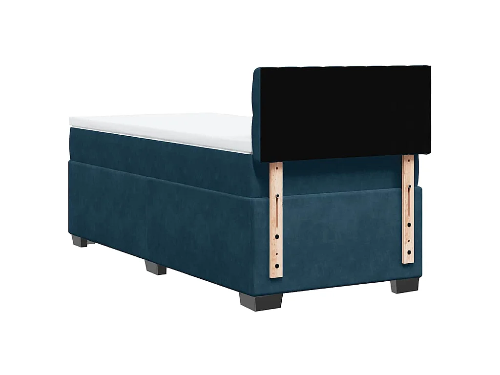 Cama box spring con colchón terciopelo azul oscuro 80x200 cm