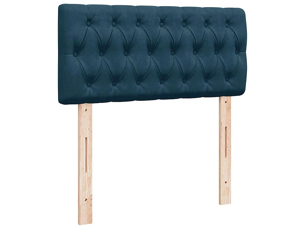 Cama box spring con colchón terciopelo azul oscuro 80x200 cm