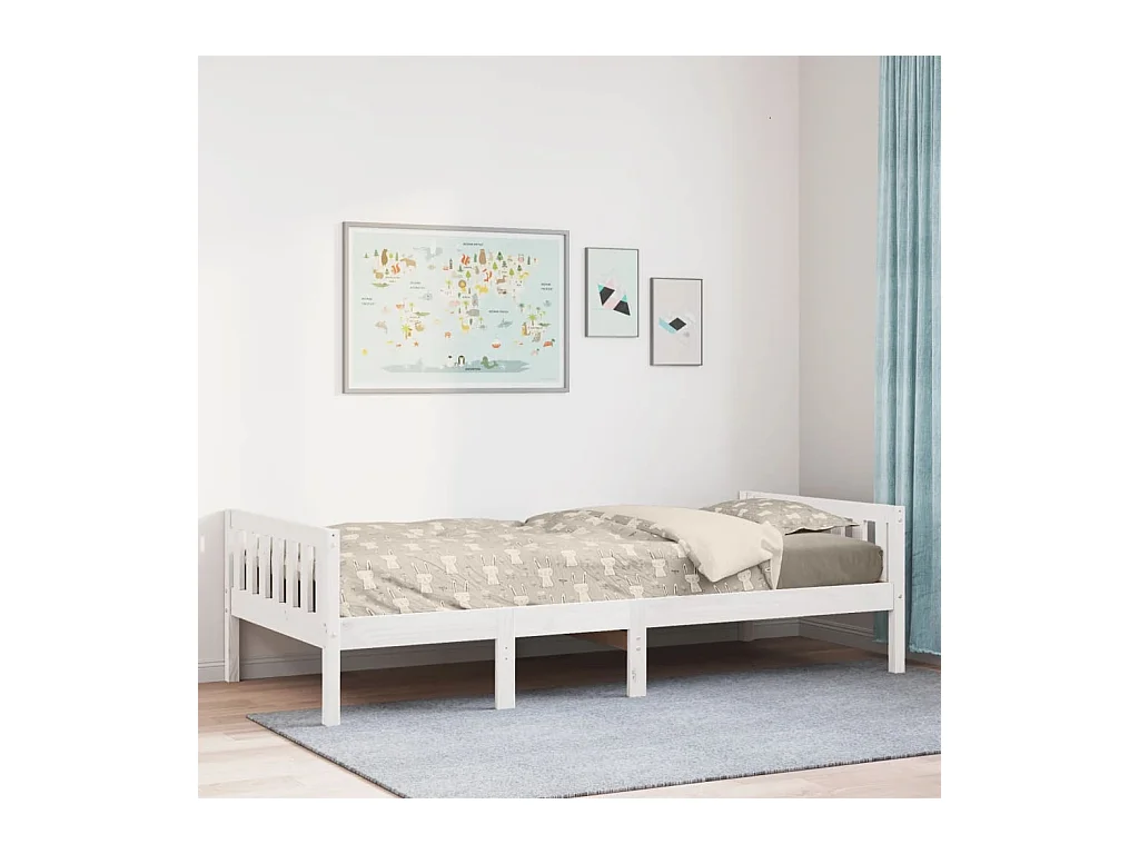 Lit pour enfants sans matelas blanc 80x200cm bois de pin massif