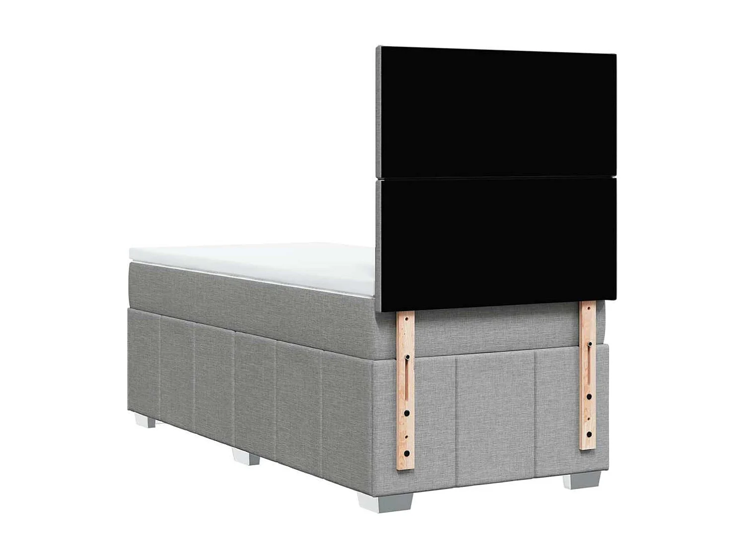 Cama box spring con colchón tela gris claro 80x200 cm