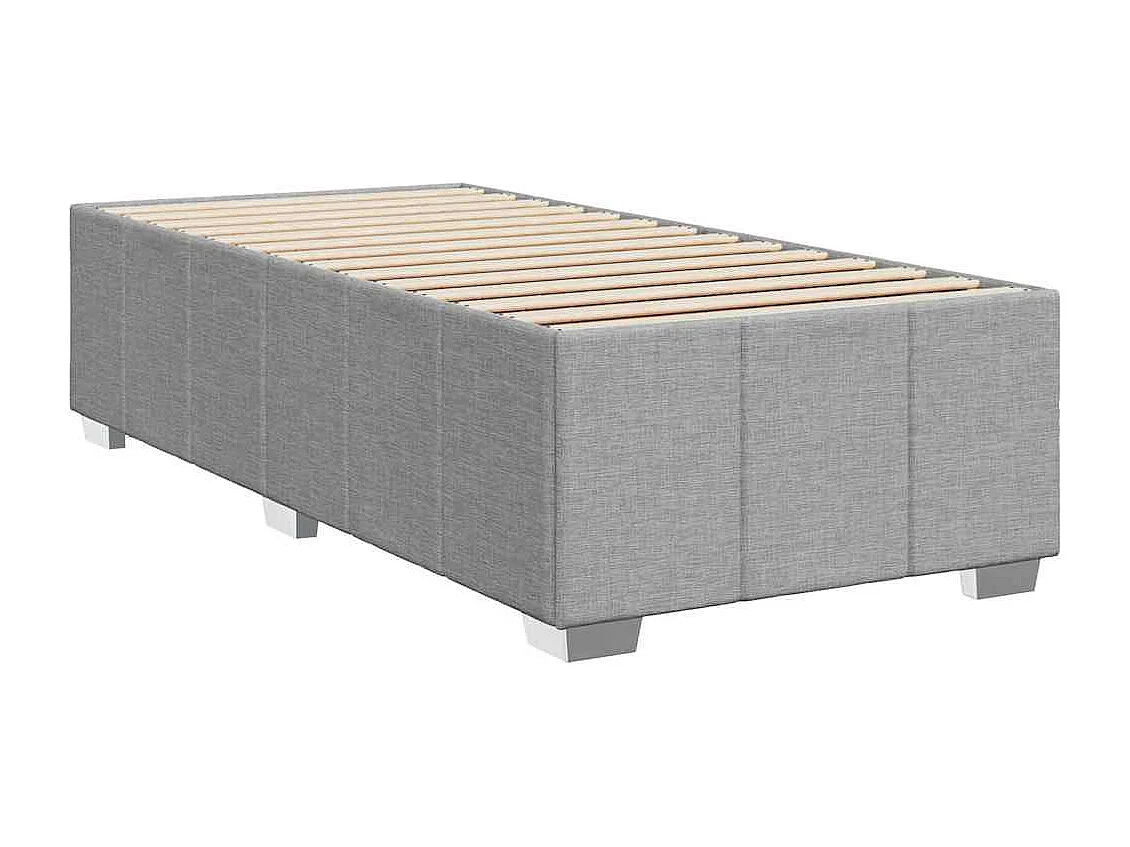 Cama box spring con colchón tela gris claro 80x200 cm