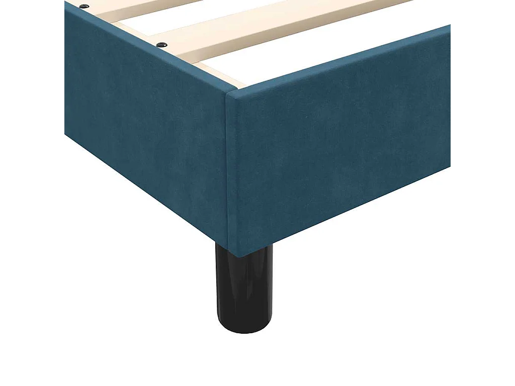 Sommier à lattes de lit et matelas bleu foncé 80x220 cm velours