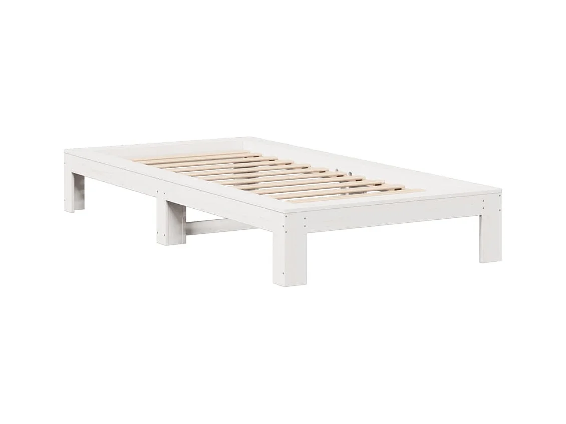 Cadre de lit sans matelas blanc 75x190 cm bois de pin massif