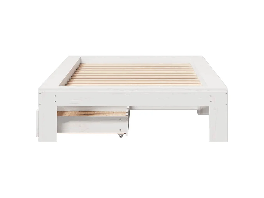 Cadre de lit sans matelas blanc 75x190 cm bois de pin massif