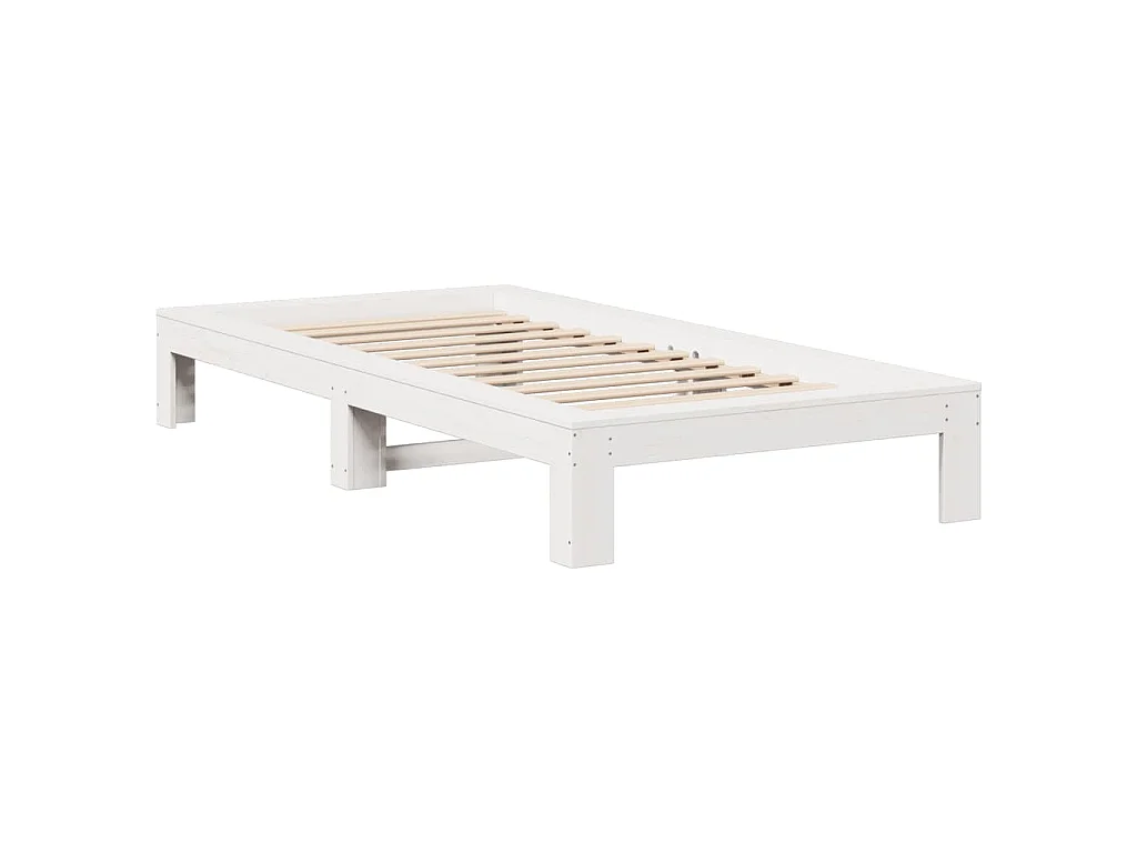 Cadre de lit sans matelas blanc 75x190 cm bois de pin massif