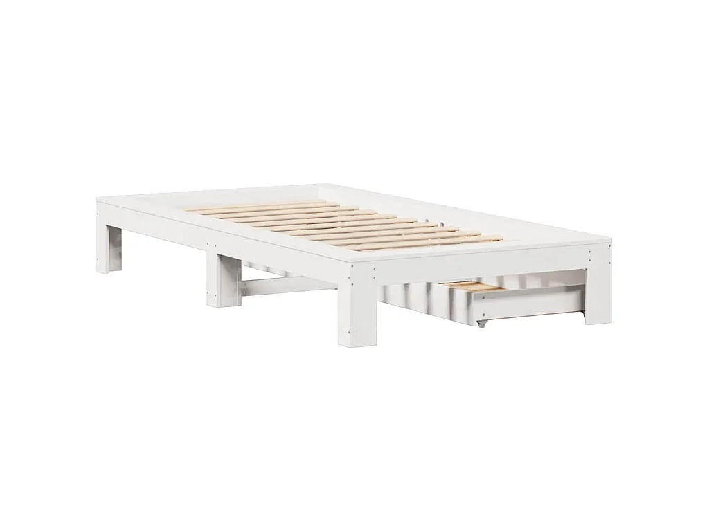 Cadre de lit sans matelas blanc 75x190 cm bois de pin massif