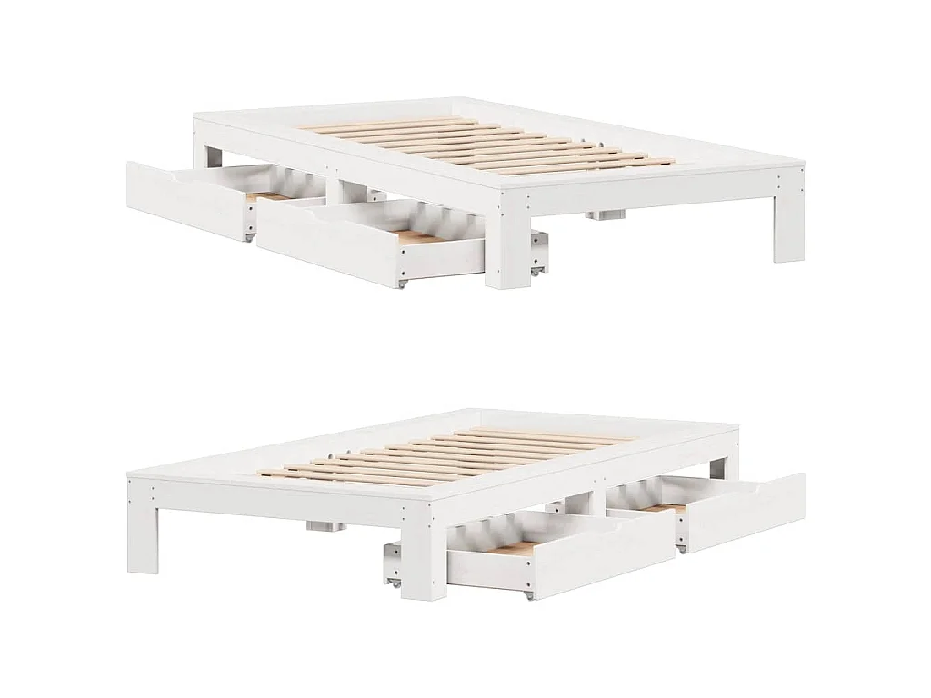 Cadre de lit sans matelas blanc 75x190 cm bois de pin massif
