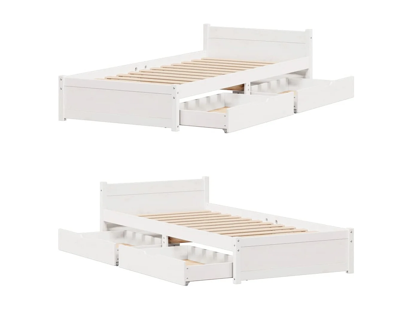 Estructura de cama sin colchón madera maciza blanca 75x190 cm