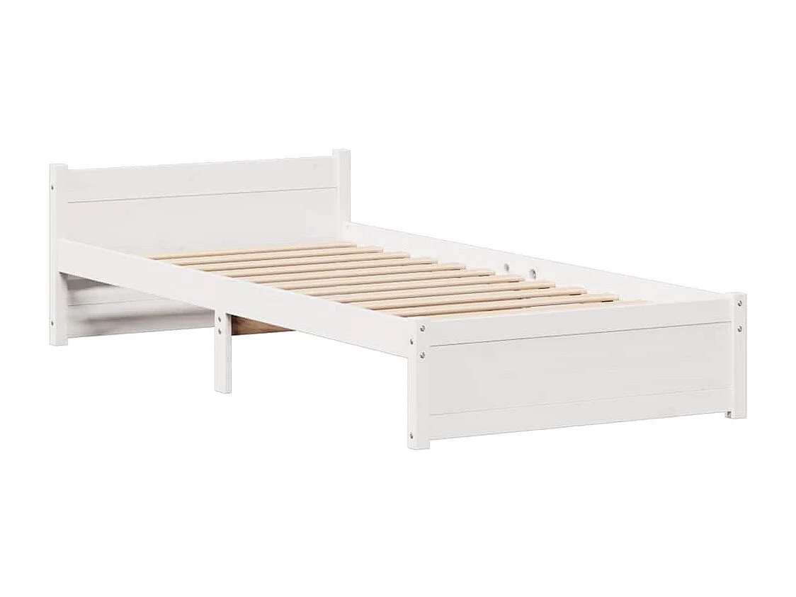 Letto senza Materasso Bianco 75x190 in Legno Massello di Pino