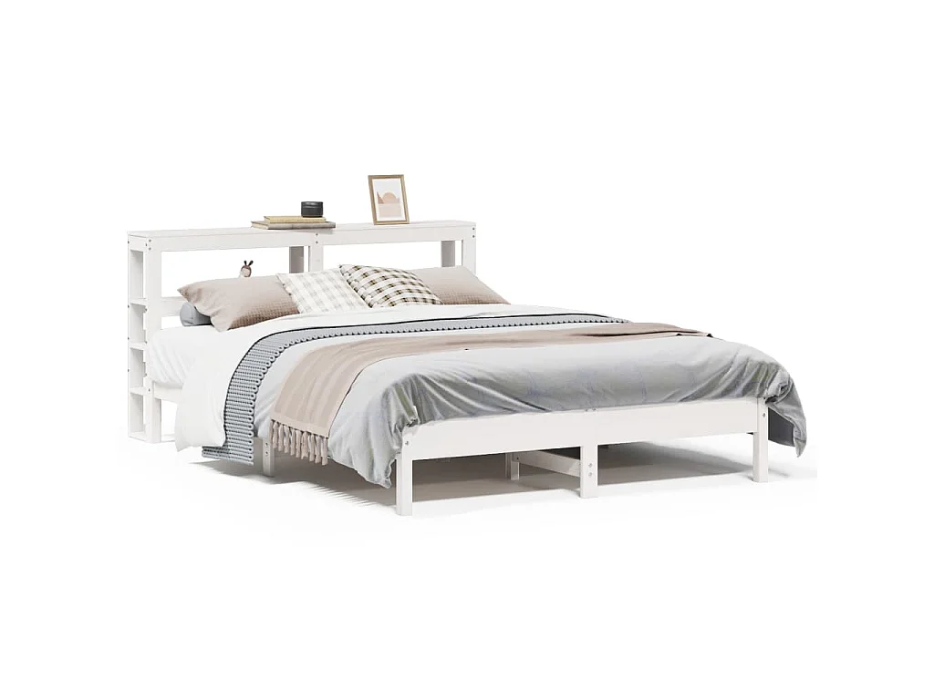 Cama sem colchão 135x190 cm madeira de pinho maciça branco