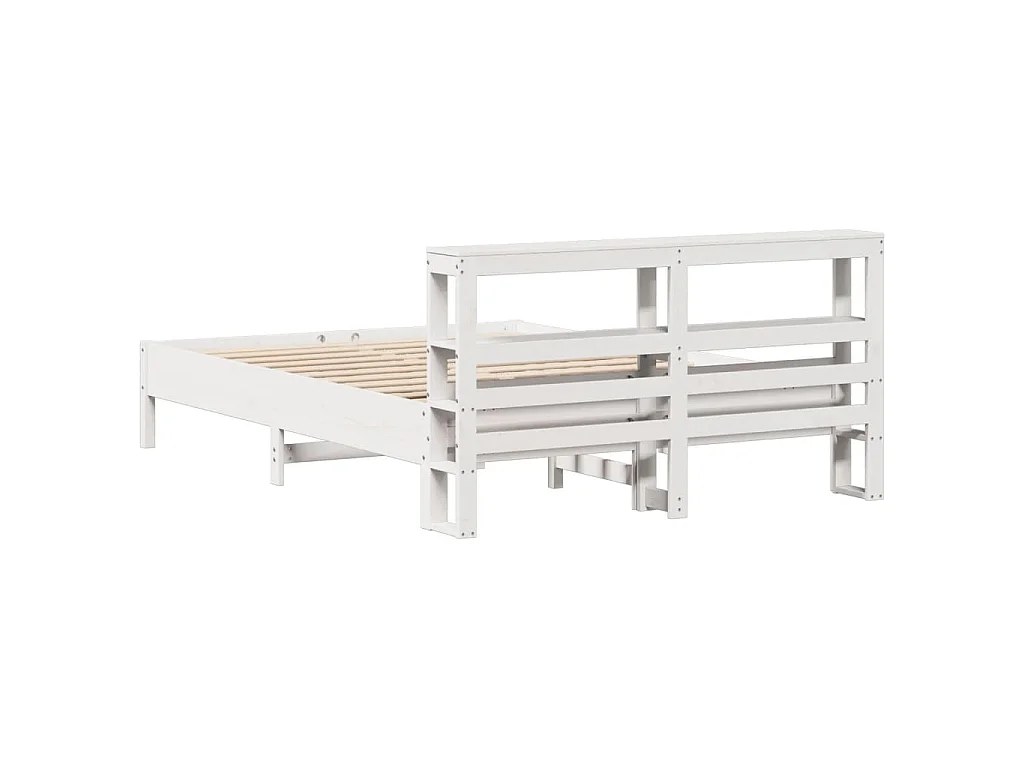 Cama sem colchão 135x190 cm madeira de pinho maciça branco