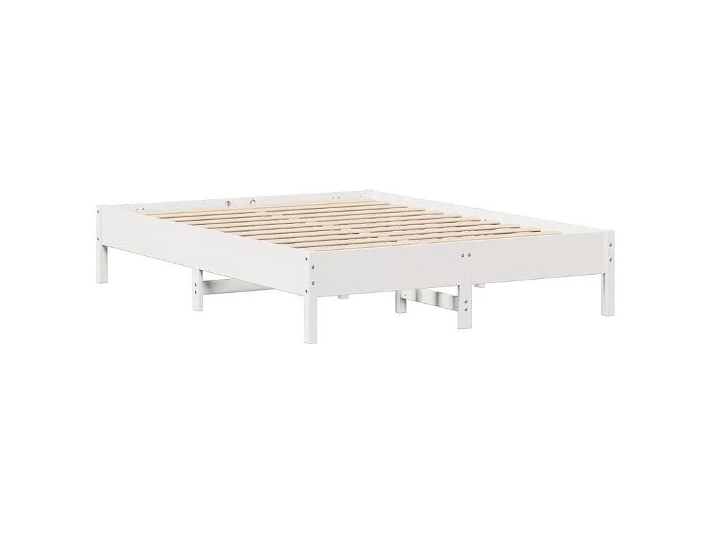 Cama sem colchão 135x190 cm madeira de pinho maciça branco