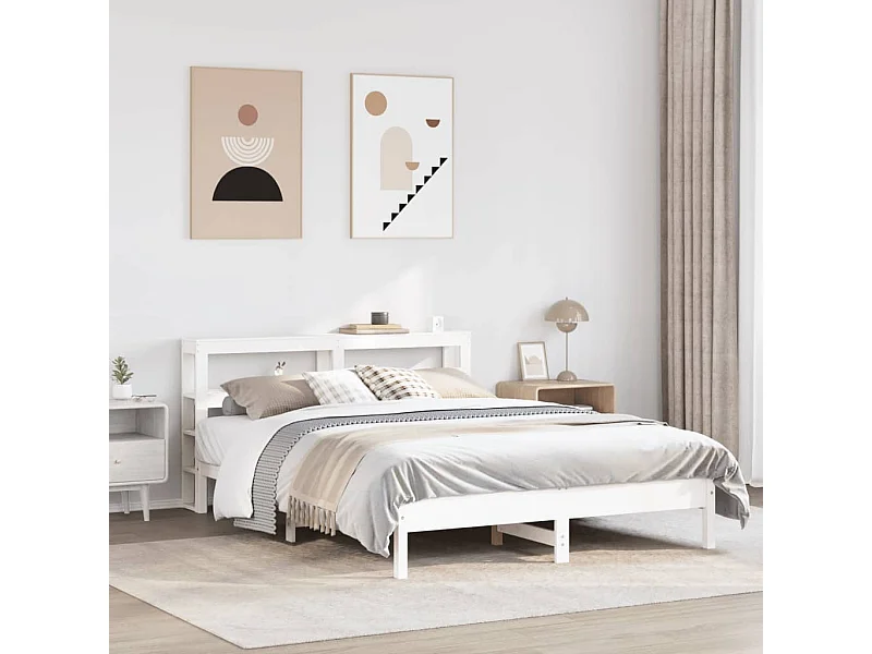Bedframe zonder matras massief grenenhout wit 135x190 cm