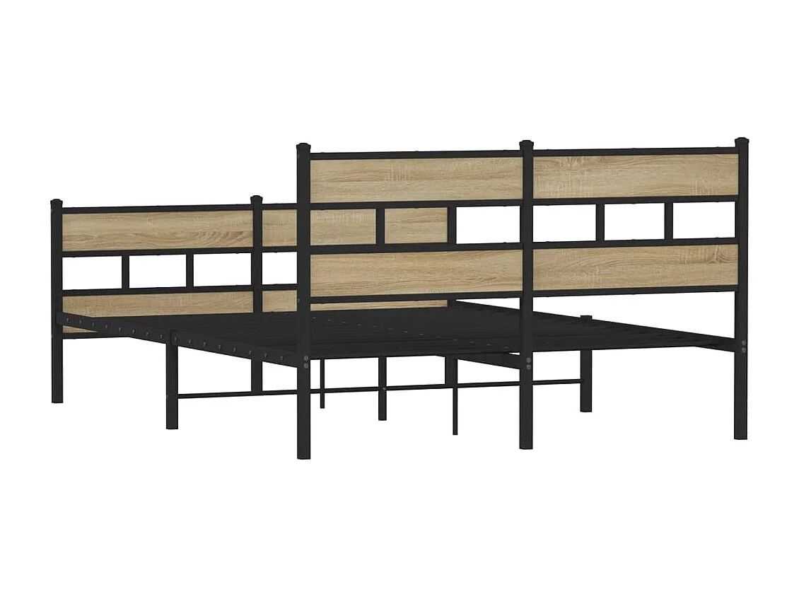 Cadre de lit en métal sans matelas chêne sonoma 135x190 cm
